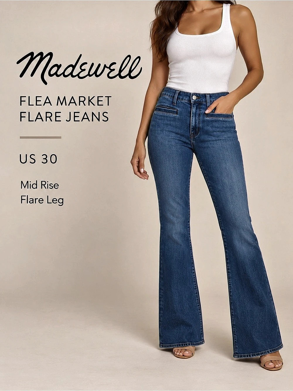 Madewell Flea Market Flare Jeans Medium Wash Size